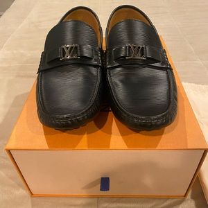 Louis Vuitton Black Loafers w/ Silver Buckle - size 11